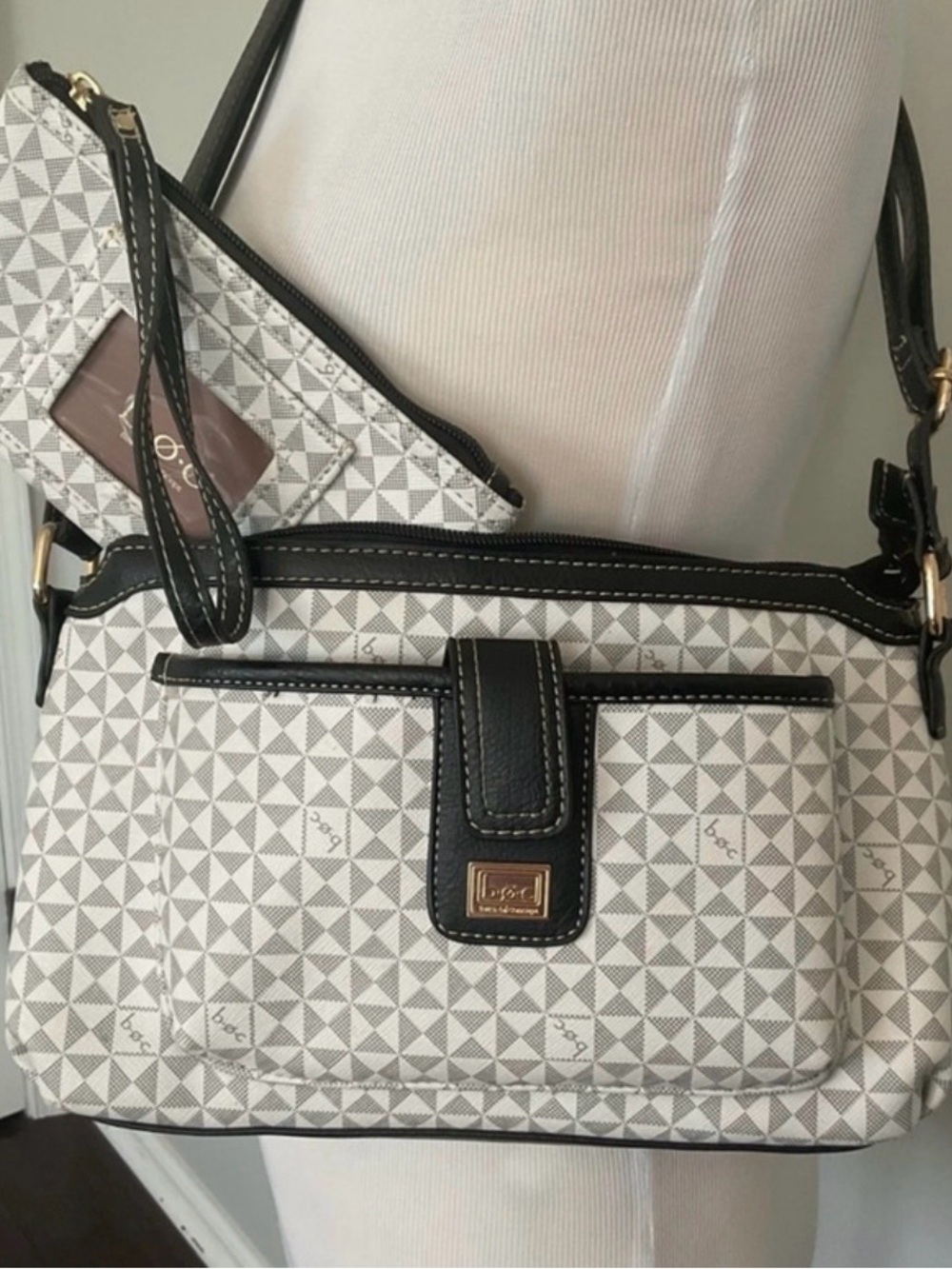 BOC Born Concept Set Crossbody Bag White & Gray Purse with Wristlet